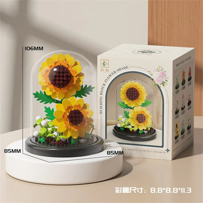 Eternal Flower Bouquet Bonsai Potted Plant Micro Building Blocks Model Home Decoration Toy For Kid Birthday Gift