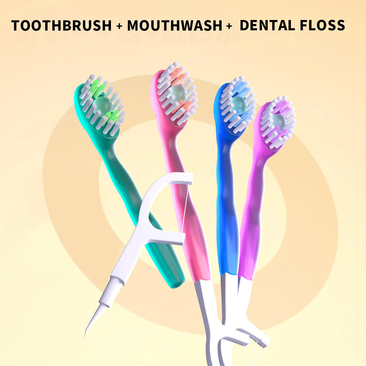 Portable 5-in-1 toothbrush dental floss 8/16pcs for oral cleaning, disposable toothbrush for adults on business trips