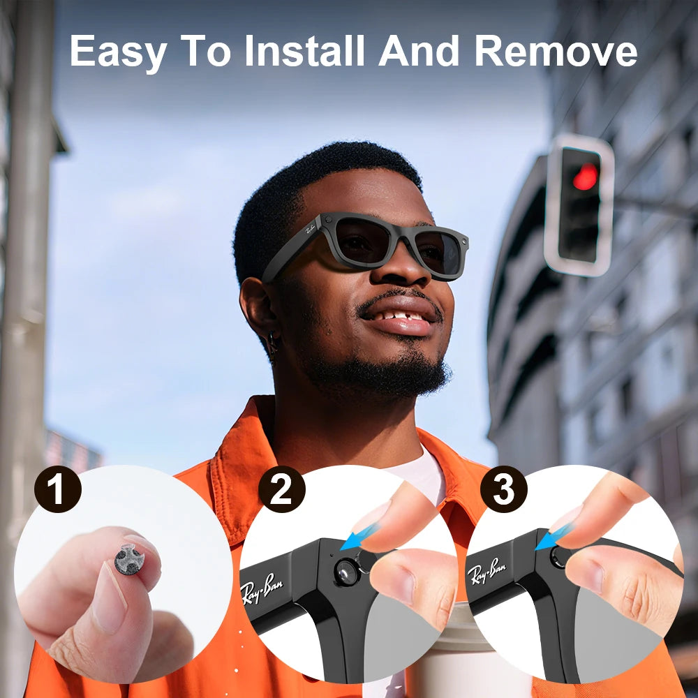 HIBLOKS For Ray-Ban Meta & Gen 2 Wayfarer RW4012/RW4008/RW4006 Skyler Headliner & Oakley Meta HSTN Smart Glasses Shading Sticker