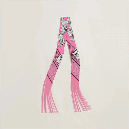 130x5cm Tassel Cashew Print Scarf Women's All-season Twill Silk Decorative Ribbon Multi-purpose Bag Hair Tie Belt Scarf