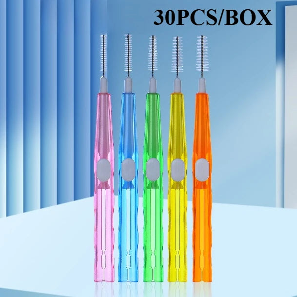30Pcs/Box Toothpick Dental Interdental Brush 0.6-1.5Mm Cleaning Between Teeth Oral Care Orthodontic I Shape Tooth Floss