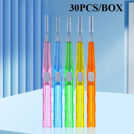 30Pcs/Box Toothpick Dental Interdental Brush 0.6-1.5Mm Cleaning Between Teeth Oral Care Orthodontic I Shape Tooth Floss