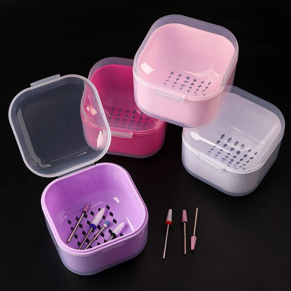 Portable Alcohol Disinfection Filter Cleaning Box Nail Art Drill Bits Grinding Head Disinfection Box Manicure Sterilization Tool
