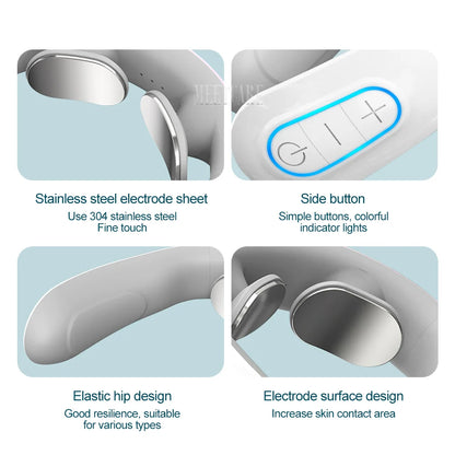 Pulse Neck Massager Electric Smart Cervical Massagers TENS Pain Muscle Kneading Massage