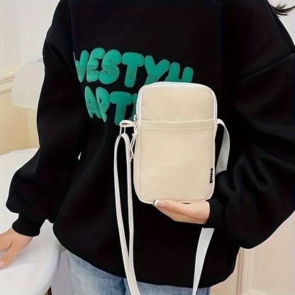 New Fashion Simple Casual Shoulder Messenger Bag, Women's Portable Mobile Phone Bag, Vertical Coin Key Bank Card Shoulder Bag