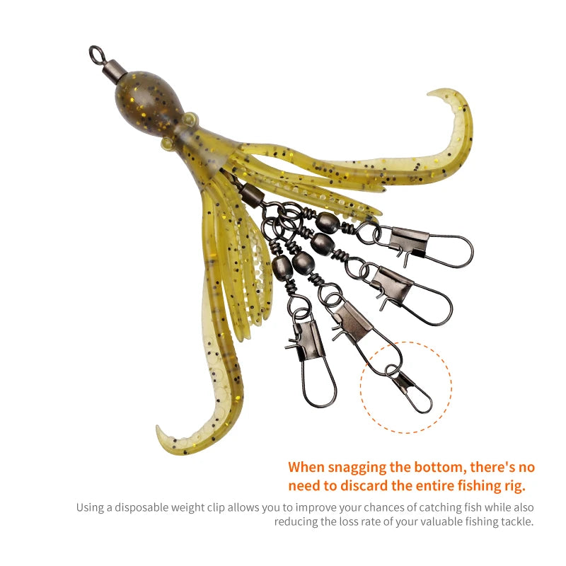 2pcs Silicone Octopus Bait Fishing Connector Pin Set Squid Jig Hook Swivels Bearing Rolling Swivel Solid Ring Tackle for Angling