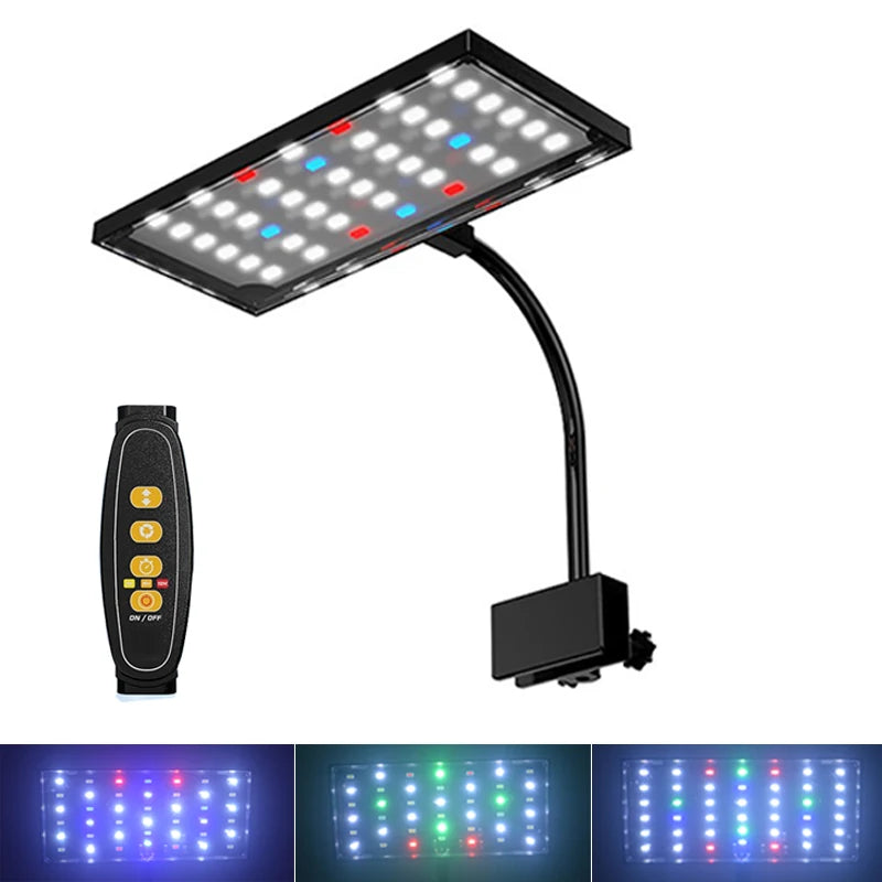 USB Aquarium LED Light Full Spectrum Aquatic Plant Grow Lamp Fish Tank Adjustable Brightness Dimmable Timed 360° Rotatable Light