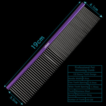 Oitabi Pet Comb Stainless Steel Long Teeth Comb for Dogs & Cats Pet Hair Comb for Home Grooming Kit Removes Knots Mats & Tangles
