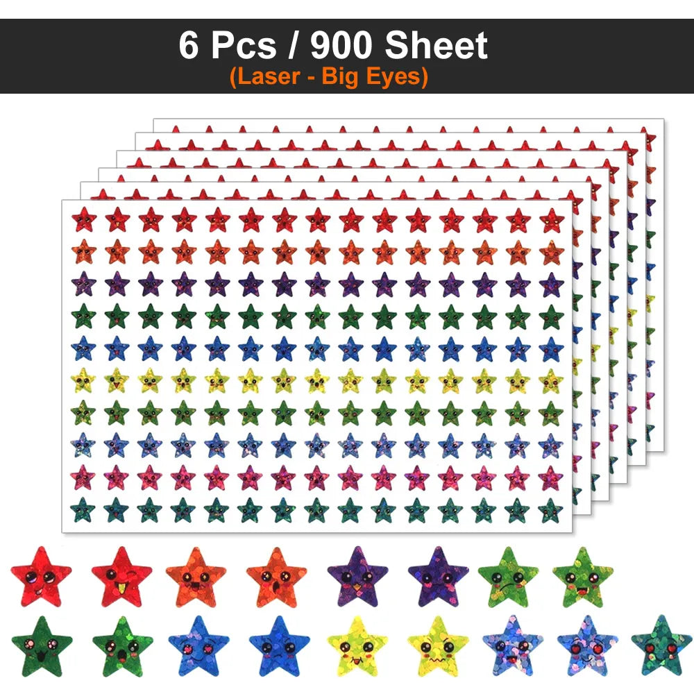 450-3000 Sheet Happy Face Stars Reward Sign Stickers Pack DIY Skateboard Suitcase Stationery Decals Decor Phone Laptop Gift Toys