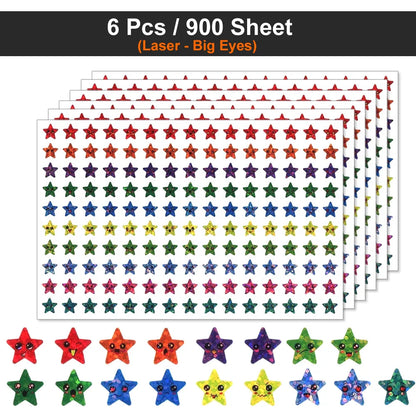 450-3000 Sheet Happy Face Stars Reward Sign Stickers Pack DIY Skateboard Suitcase Stationery Decals Decor Phone Laptop Gift Toys