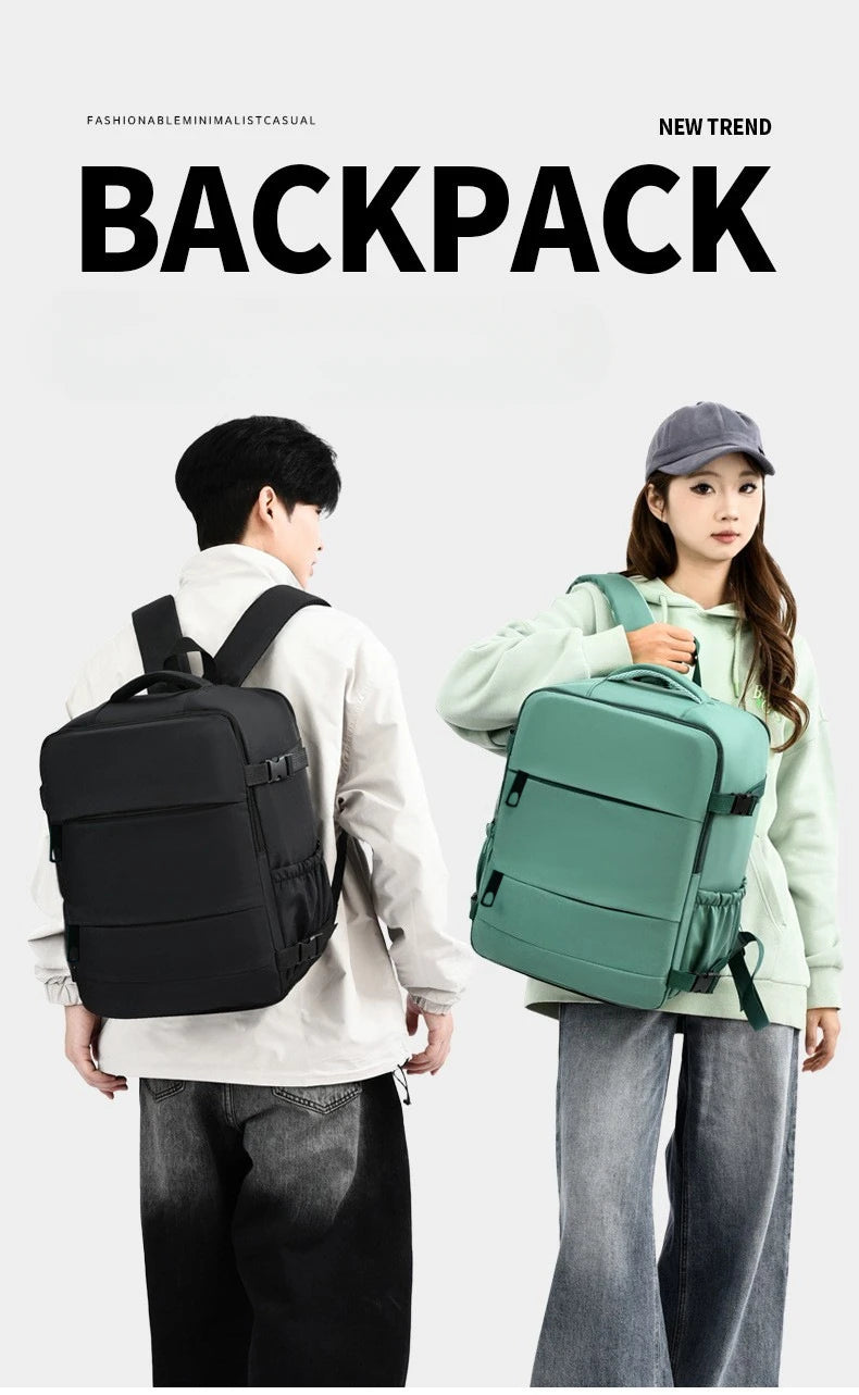 Lightweight Large Travel Backpack, Solid Color Minimalist Multifunctional Student School Bag
