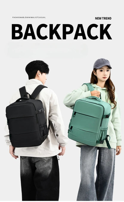 Lightweight Large Travel Backpack, Solid Color Minimalist Multifunctional Student School Bag