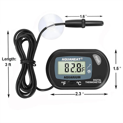 Digital Aquarium Thermometer With Suction Cup Accessories for 200 Liter Fish Tanks Pool Glass Heat Meter the 10-liter Terrarium