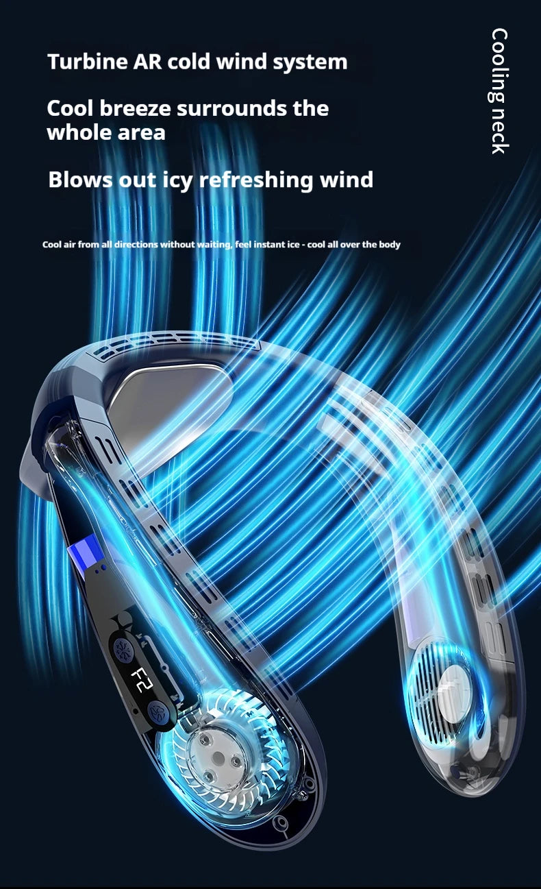 New Neck Air Conditioner Portable Neck Fan Rechargeable Semiconductor Cooling Bladeless Fan Outdoor Personal Fan Wearable Cooler