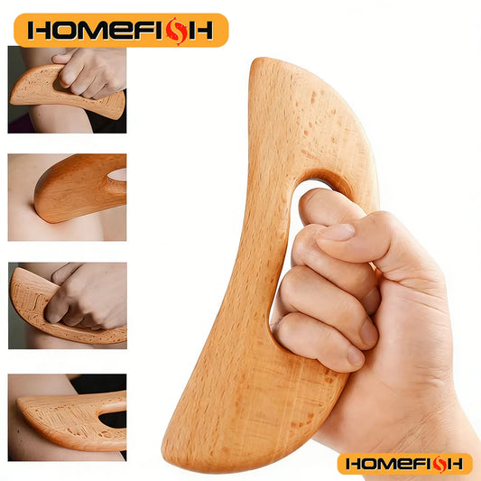 Wooden scraping therapy tools, scraping massage board, wooden half-moon-shaped scraping tools, body massage
