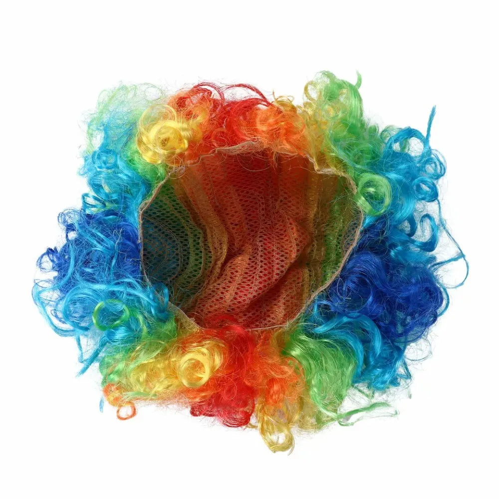Afro Curly Clown Wigs Funny Cheerleading Wig Clown Props Football Fans Wavy Synthetic Wigs for Performance Halloween Cosplay