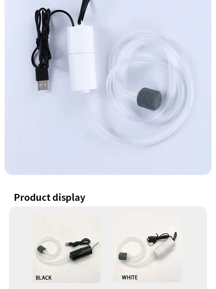 Mini Oxygen Pump USB Portable Fish Tank Fish Farming Aquarium Supplies Small Oxygen Pump Ultra Quiet Fishing Aerator