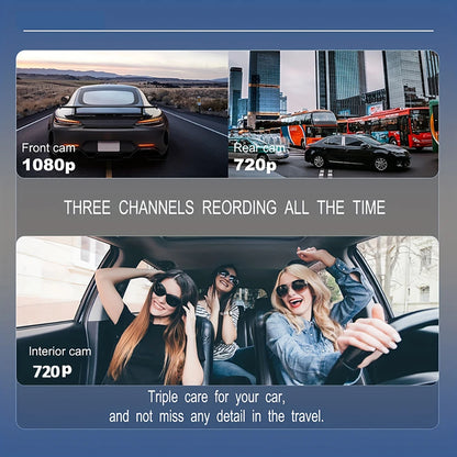Wifi 3 Channel Dash Cam Night Vision Loop Recording & 2" IPS Screen 1080P 2/3Camera DVR Recorder, Video Recorder, Vehicle DVR