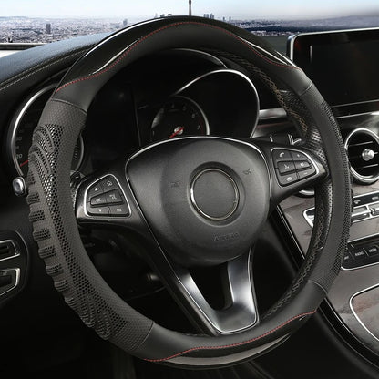 Three-dimensional Honeycomb Steering Wheel Cover  Durable Leather Cover with Anti-slip Linning Universal 14.5-15in