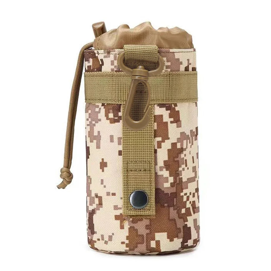 Outdoor Molle Water Bottle Bag Rack Camping Hiking Bicycle Bottle Bag Pulling Rope Multi functional Bottle Bag
