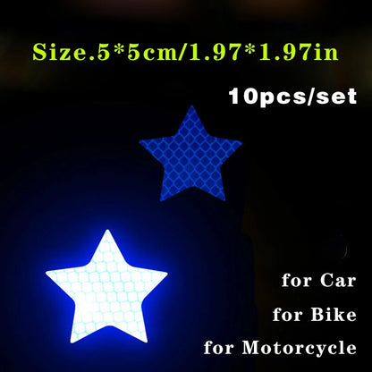 10pcs/set Car Bumper Reflective Safety Strip Stickers Car Star Reflective Sticker Reflective Warning Safety Tape