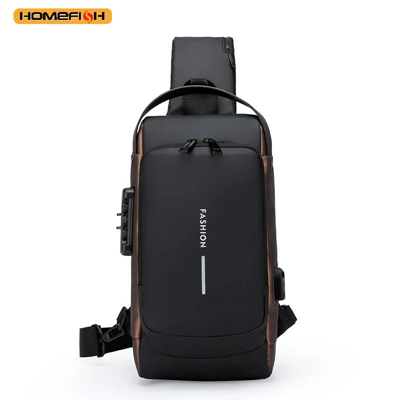 Homefish New Men's Anti Theft Chest Pack with USB Charging for Short Distance School Gym