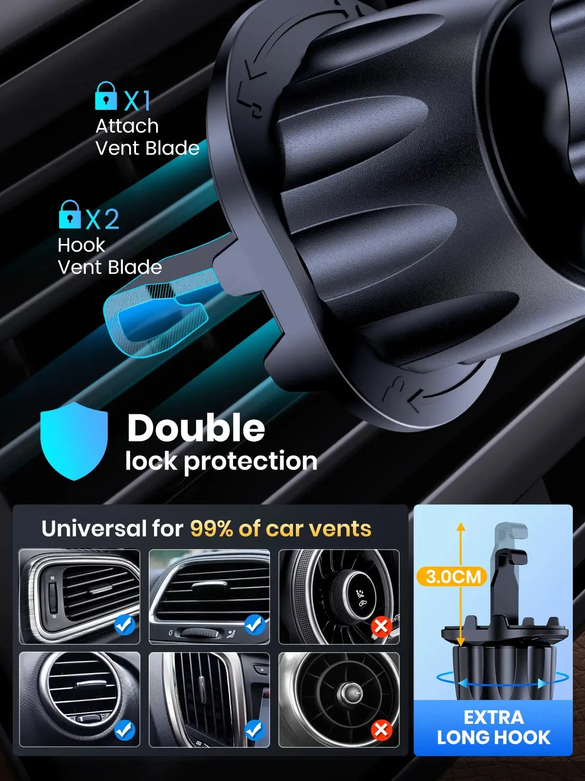 TOPK Magnetic Car Phone Holder,Upgraded N52 Super Strong Magnetic Cell Phone Mount for Car Air Vent Compatible with All Phones