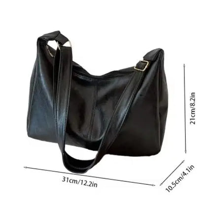 PU Leather Commuter Fashion Vintage Casual Tote Bag Maillard Stylish Crossbody Bags for Women Texture Large Capacity Temperament