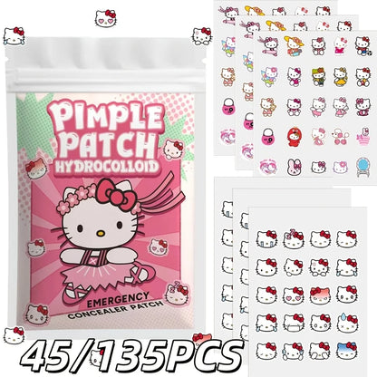 45/135PCS Sanrio Hello Kitty Cartoon Pimples Defect Patch - Invisible Hydrocolloid Acne Patch, Facial Decoration Patch,