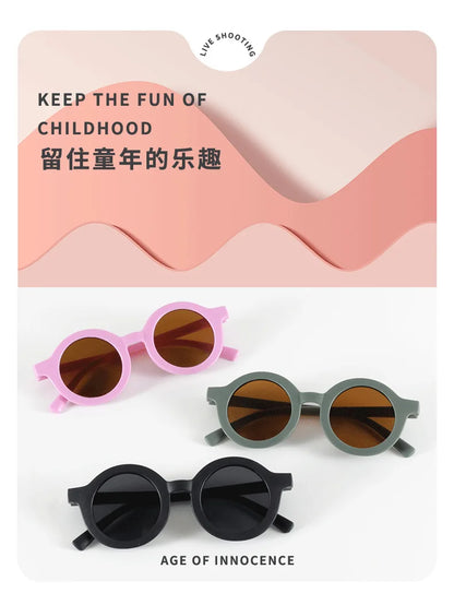 Children's sunglasses, inset style  round frame, 1-7 year old baby sunglasses, sun shading, sun protection