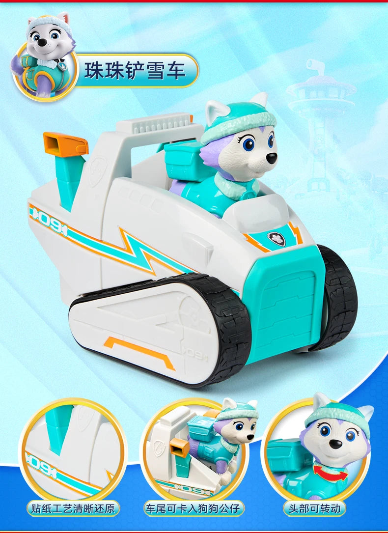 New Original PAW PATROL Vehicle Car Ryder Tracker Everest Chase Rex Skye Rocky Marshall Zuma Action Figure Toy Kid Birthday Gift