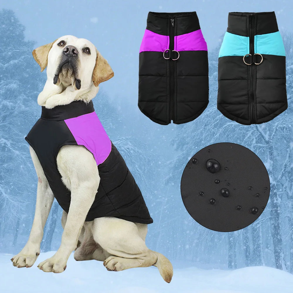 Waterproof Pet Dog Coat Vest For Small Large Dogs Winter Warm Puppy Clothes with D-ring Kitten Costume Golden Retriever Jacket