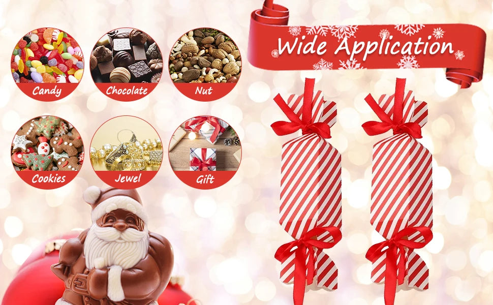 Candy Box For Christmas With Ribbons DIY Sweets Chocolate Biscuit Cookies Decoration Party Gift Xmas Wedding Paper Package Boxes
