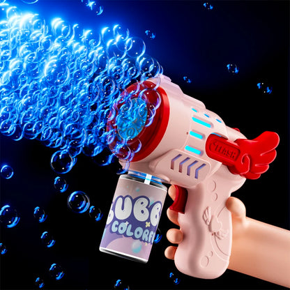 Fully Automatic Bubble Gun Rocket Bubbles Machine Automatic Blower with Bubble Liquid Toy for Kids Beach Outdoor Bubble Gifts