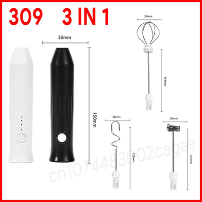 Wireless Milk Frother Electric Type-C Handheld Blender Stainless Steel Mini Coffee Maker Whisk Mixer For Coffee Cappuccino Cream