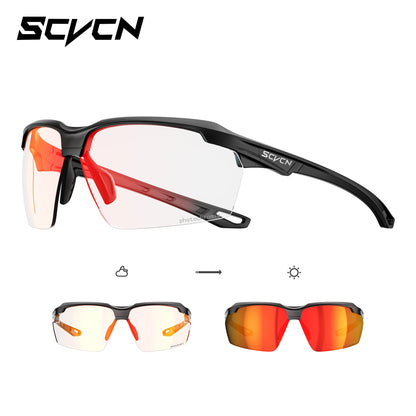 SCVCN Photochromic Cycling Glasses UV400 Outdoor Sports Running Glasses Men MTB Cycling Sunglasses Women Road Bike Glasses