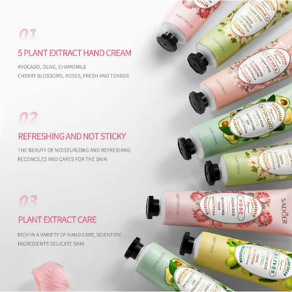 5Pcs/Pack Fruit Plant Fragrance Hand Cream Sets Moisturizing Lasting Repair Anti Dry Hand Lotion Sets Hands Skin Care Products