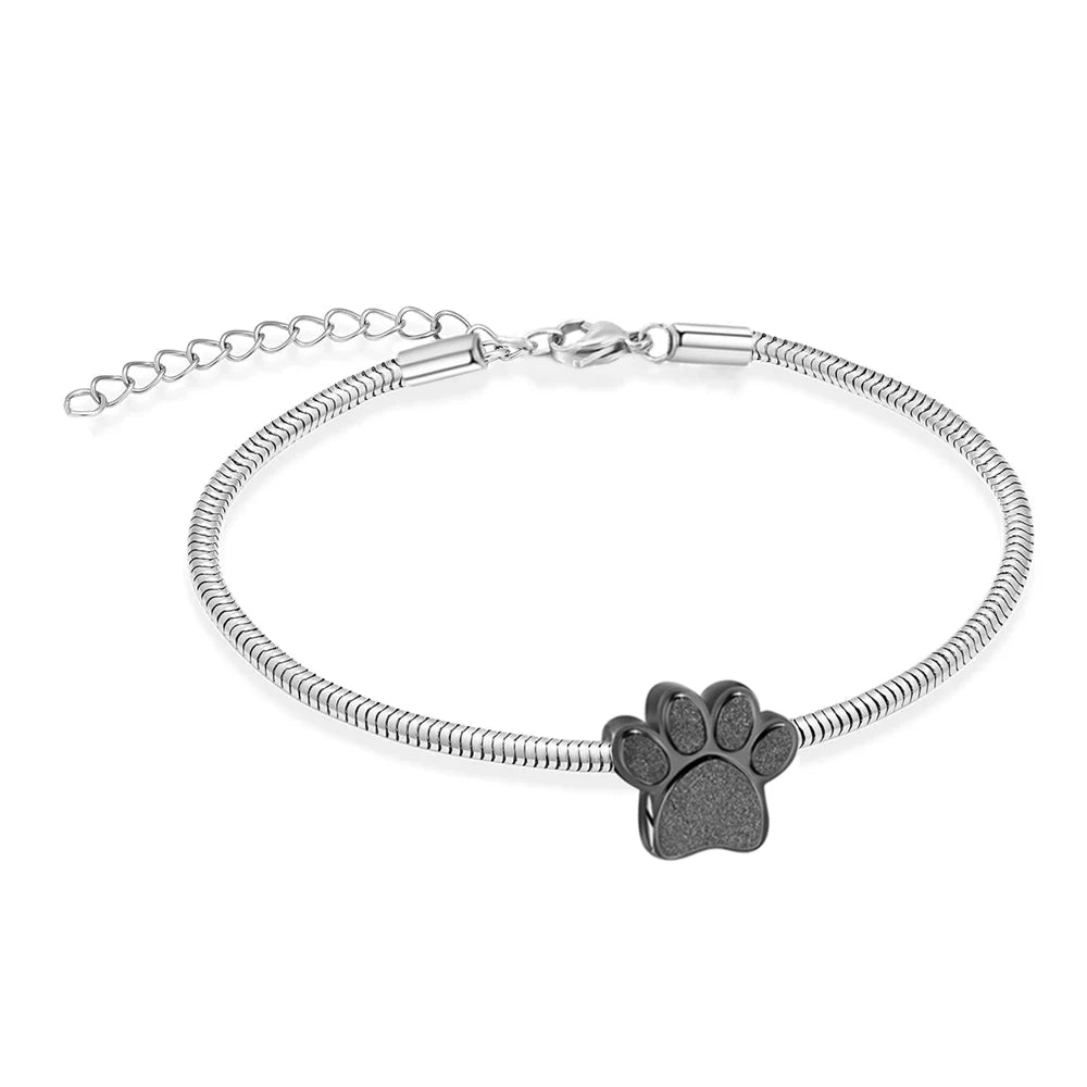 Cremation Jewelry Stainless Steel Adjustable Bangle Memorial Paw Print  Bracelets Ash Holder for Pet Keepsake Jewelry