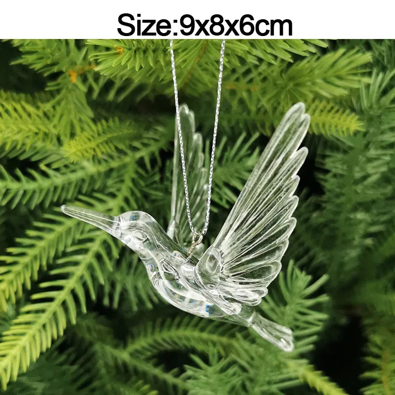 5pcs Christmas Home Decorations Crystal Acrylic Ornaments Snowflake Elk Xmas Tree Hanging Pendants Navidad 2025 New Year Gift