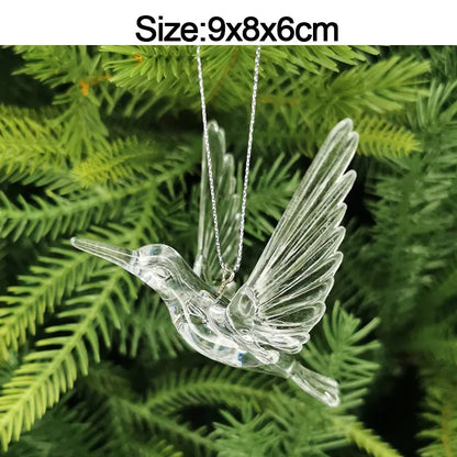 5pcs Christmas Home Decorations Crystal Acrylic Ornaments Snowflake Elk Xmas Tree Hanging Pendants Navidad 2025 New Year Gift