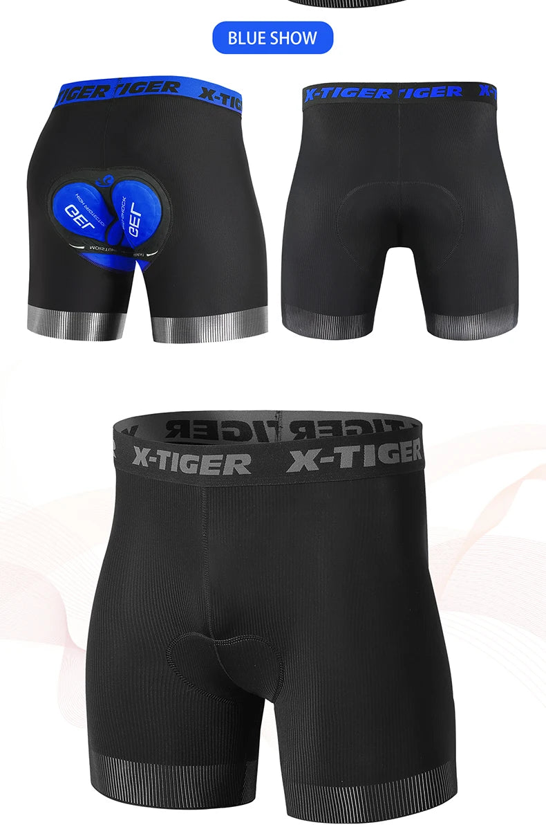 X-TIGER Cycling Shorts Breathable Mesh Cycling Underwear Gel Pad Shockproof MTB Bike Shorts Bicycle Underwear