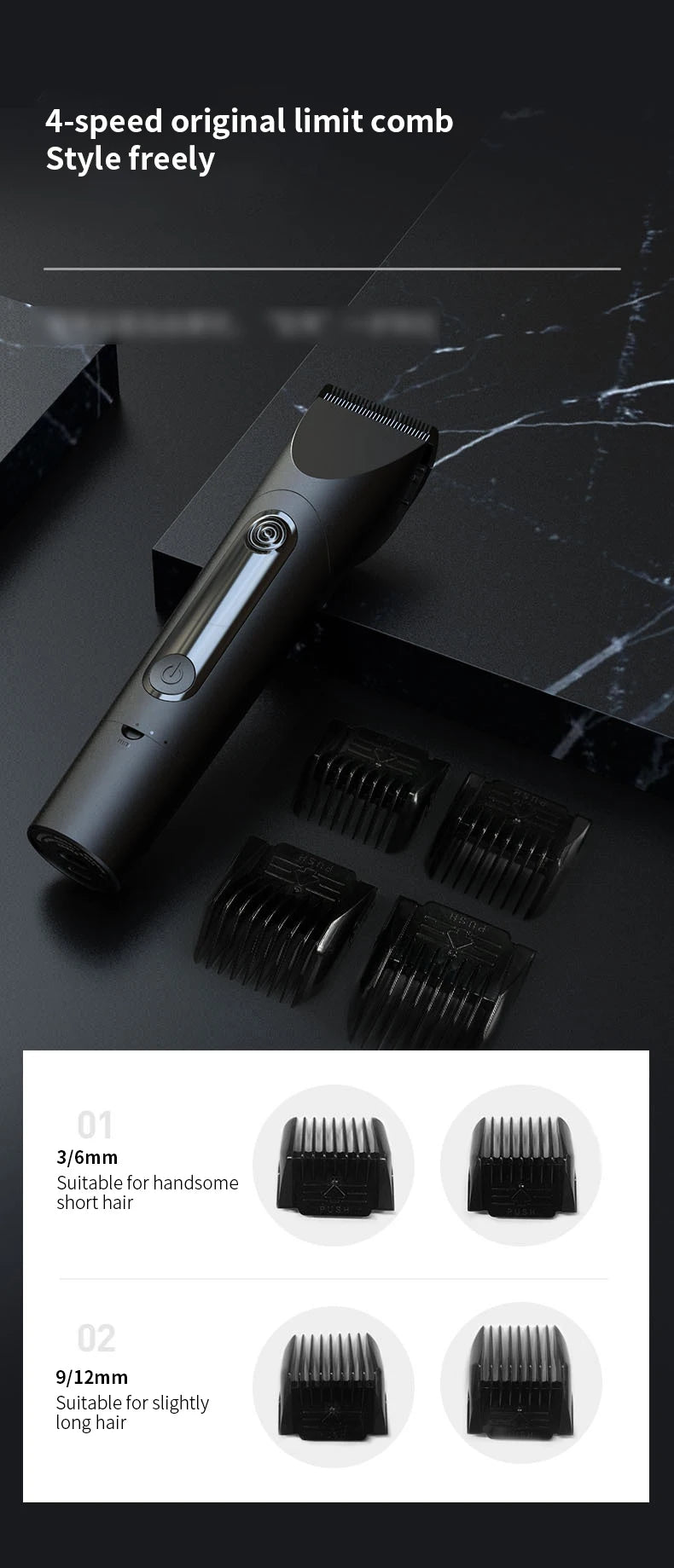 New Mijia Professional Clipper Hair Clipper 3 -Gear Adjustment  IPX7 Waterproof Hair Trimmer Machine With Charging Base