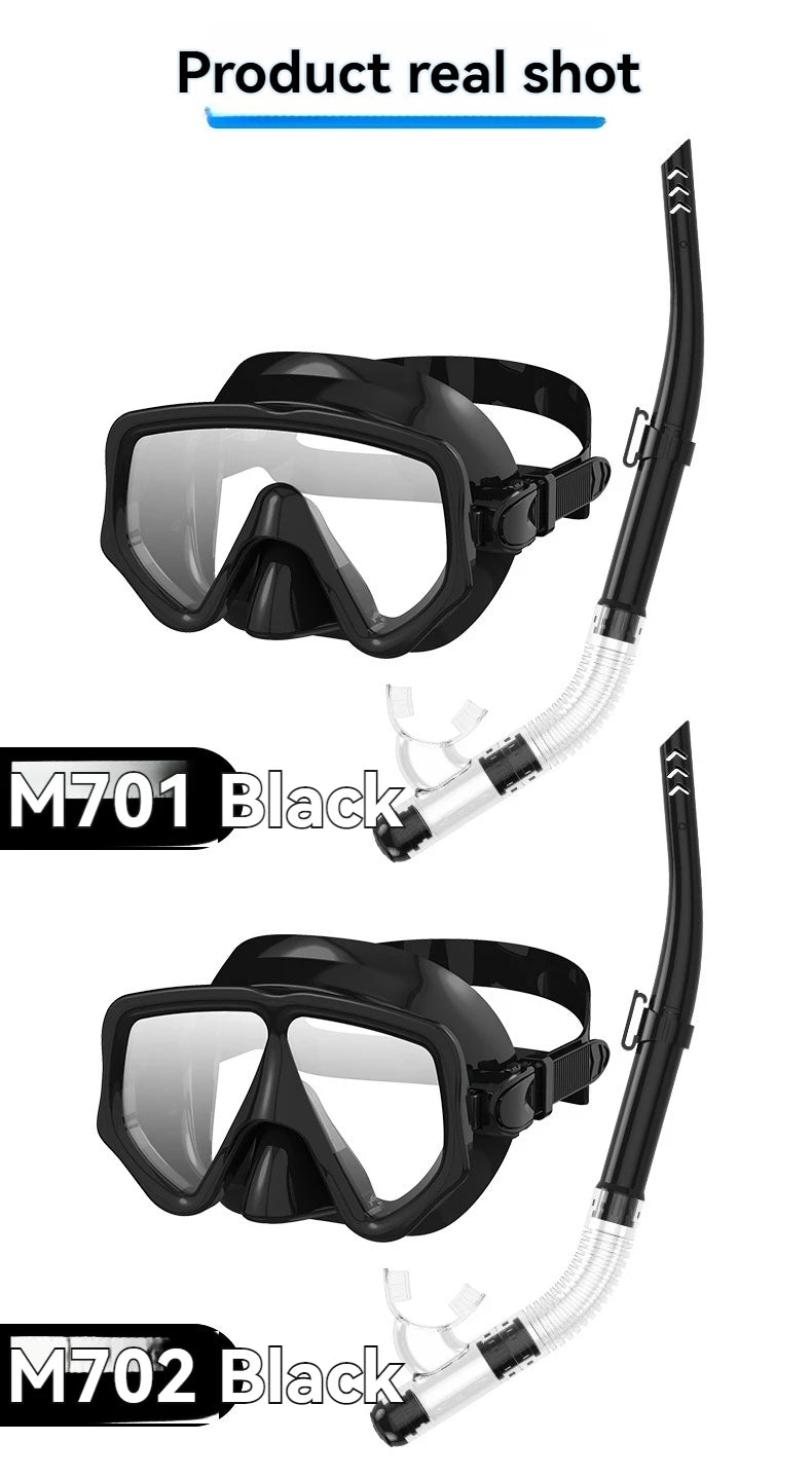 Diving Mask Snorkel Set For Adults Tempered Glass Scuba Professional Panoramic Snorkeling Gear Swimming Training Snorkel Kit