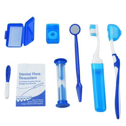 Travel Orthodontic Oral Care Kit Foldable Toothbrush Interdental Brush Dental Floss Ortho Wax Oral Cleaning Teeth Whitening Tool