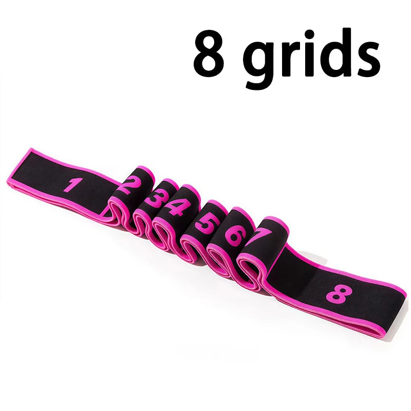 8/10 Sections Dance Resistance Band Yoga Stretching Pilates Fitness Digital Elasticity Elastic Stretch Training Tension Belt
