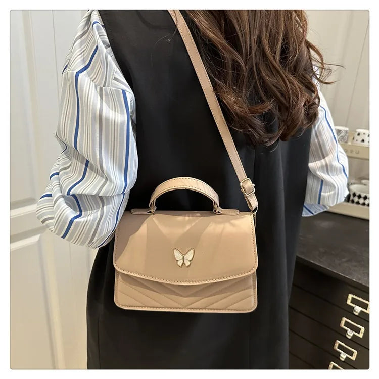Lucky butterfly bag women's new fashion solid color simple texture trend beautiful casual shoulder messenger bag portable small