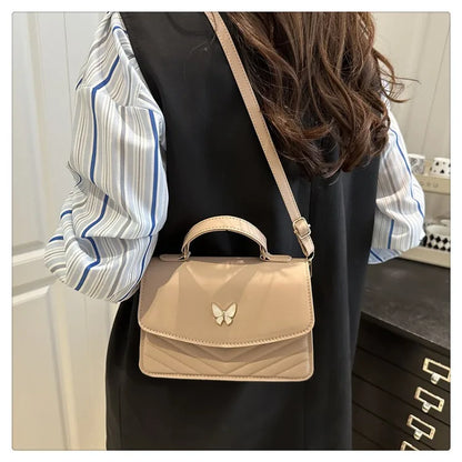 Lucky butterfly bag women's new fashion solid color simple texture trend beautiful casual shoulder messenger bag portable small