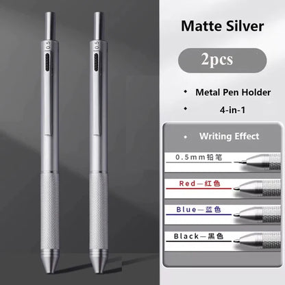 Multifunctional 4-color-in-one gravity-sensing pen metal ballpoint pen/Mechanical Pencil,Black/Red/Blue Ink Oil Signing canetas