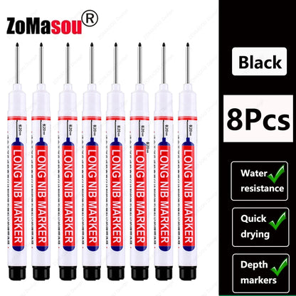1-100Pcs 2cm Waterproof Long Head Markers Deep Hole Marker Pen for Metal Carpenter Red/Black/Blue/Green Ink Woodworking Tools