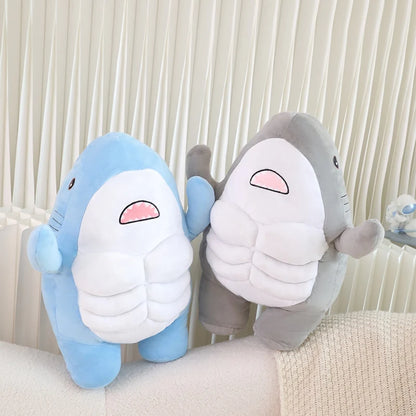 35cm Muscle Shark Plush Toys Stuffed Ocean Whale Fish Stuffed Animals Soft Plushie Dolls Kids Birthday Gifts Valentine's Day